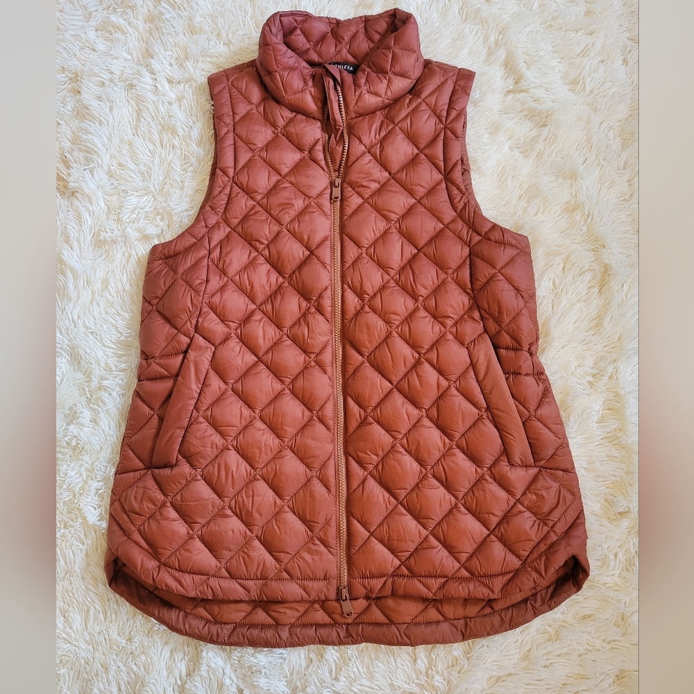 Athleta Brown Quilted Vest with Fitted Silhouette